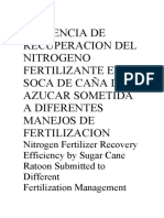 Eficiencia de Recuperacion Del Nitrogeno Fertilizante en