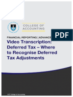 Financial Reporting - Advanced - Deferred Tax - Where To Recognise Deferred Tax Adjustments