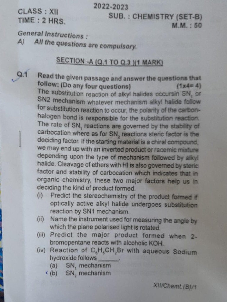 CHEMISTRY CLASS 12 CHAPTER 1 TEST PAPER visual data 7