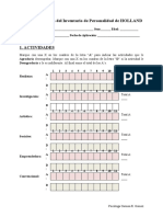 Hoja de Respuesta Del Inventario de Personalidad de HOLLAND