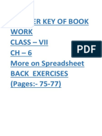 Answer Key of Book Work Class - Vii CH - 6 More On Spreadsheet Back Exercises (Pages:-75-77)