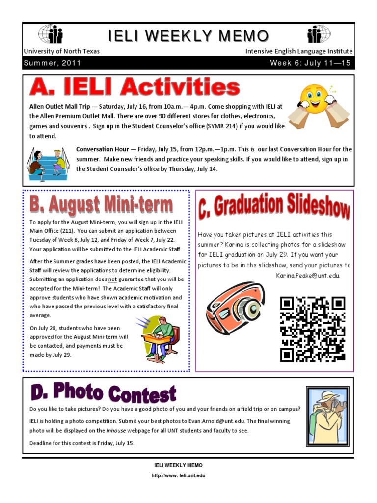 IELI Weekly Memo: Events & Updates | PDF