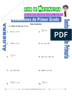 Ejercicios de Ecuaciones de Primer Grado para Sexto de Primaria