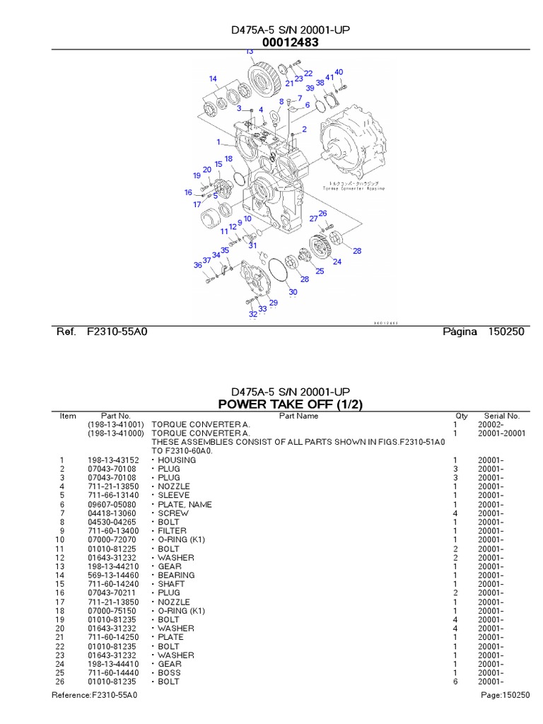 D475A-5 Power Take Off Parts List | PDF | Manufactured Goods ...