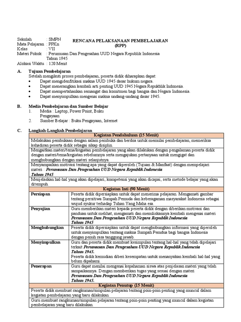 Rpp strategi pembelajaran ekspositori pdf