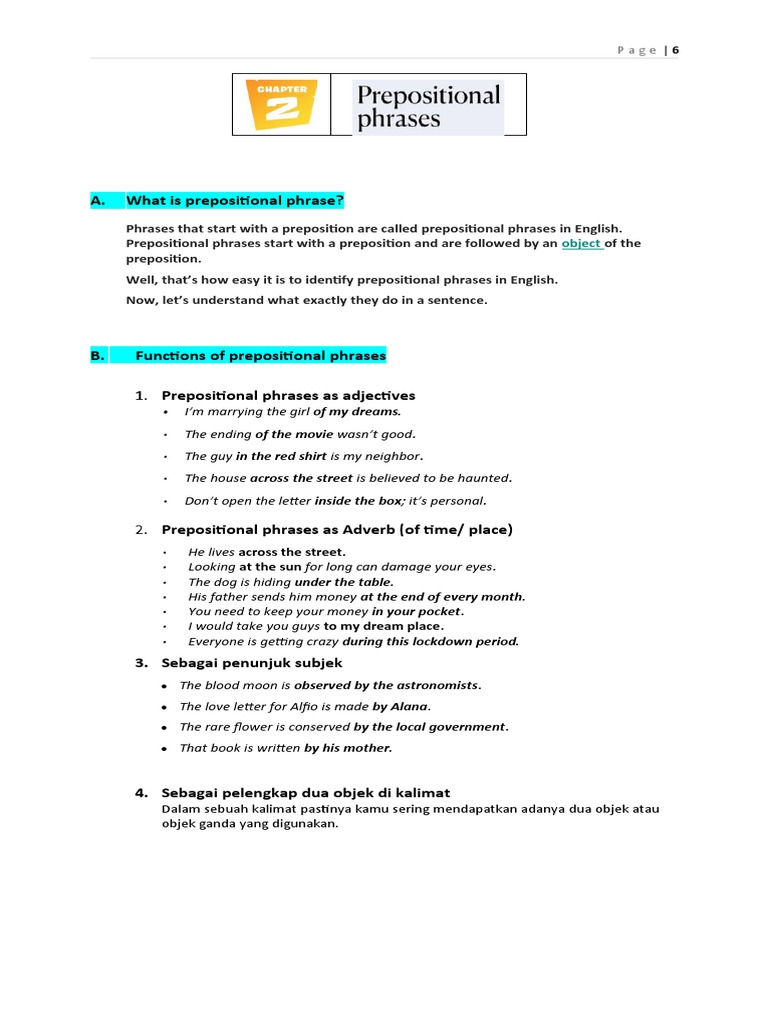 Prepositional Phrase | PDF | Preposition And Postposition | Linguistics