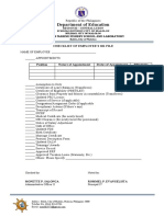 Checklist of Personnel 201 File