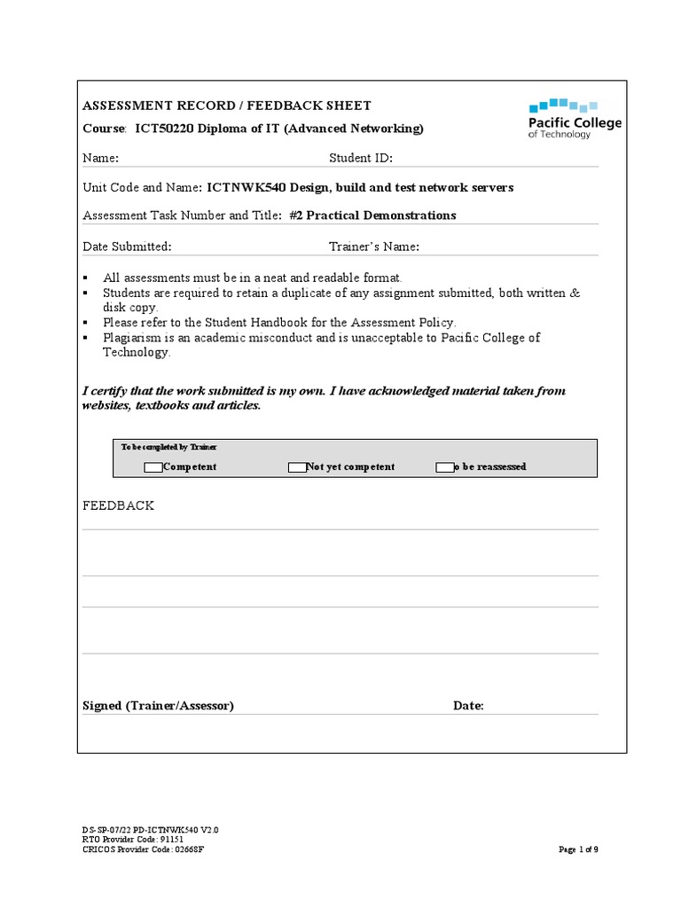 ICTNWK540 Assessment Record | PDF | Installation (Computer Programs ...