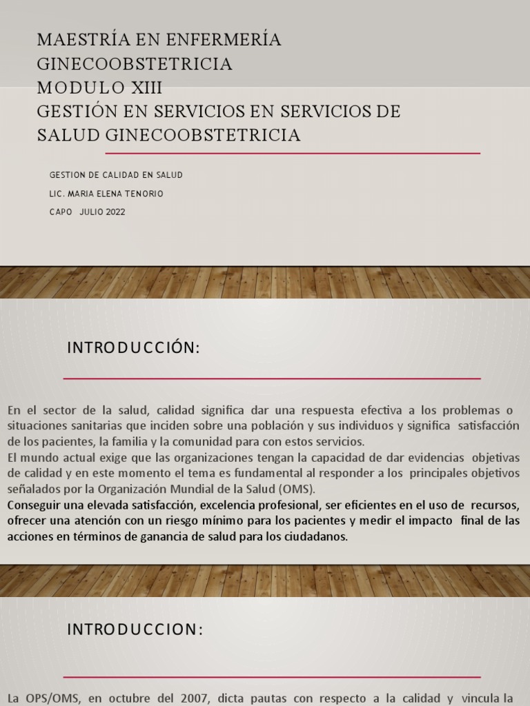 Gestion de Calidad en Salud | PDF | Calidad (comercial) | Enfermería