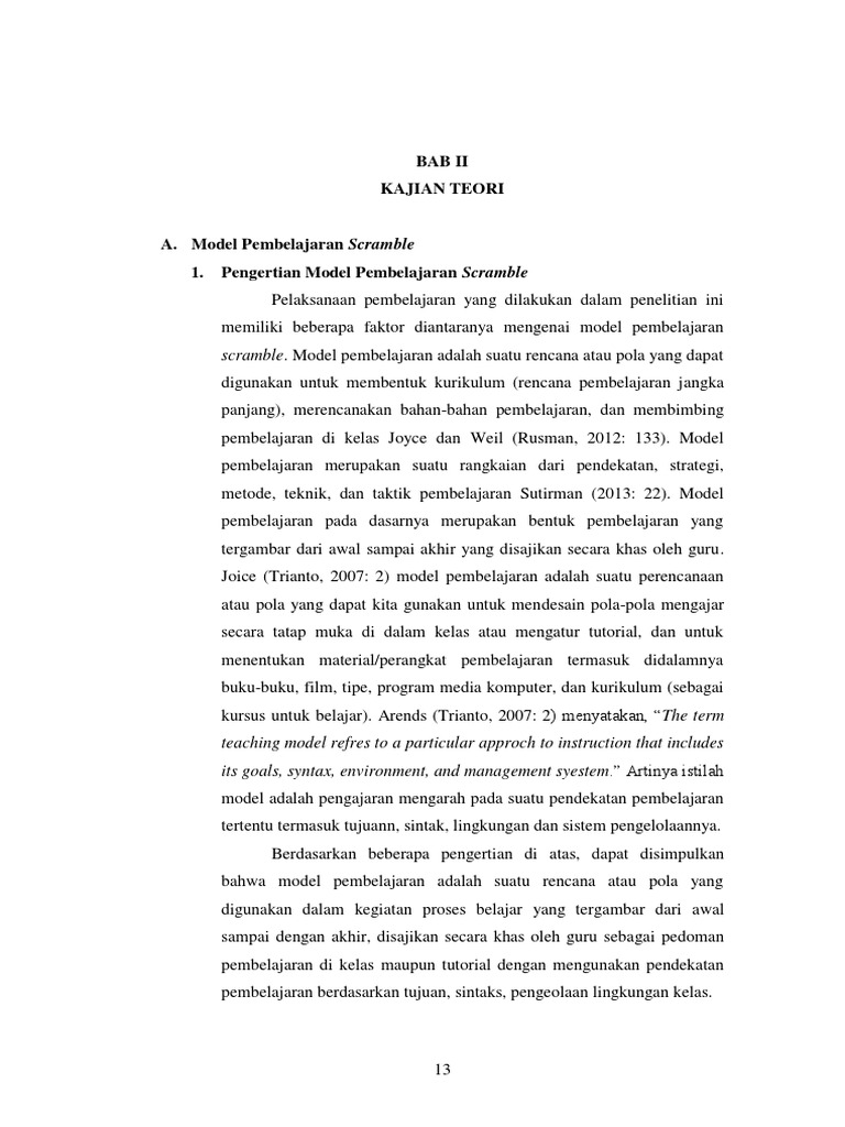 Model Pembelajaran Scramble: Definisi dan Prosedur | PDF | Karier ...