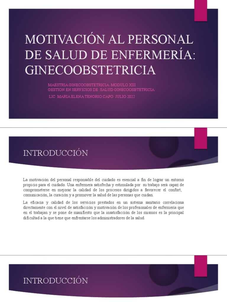 Motivación Al Personal De Salud De Enfermería Pdf Motivación