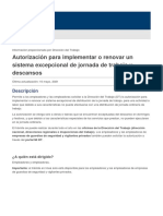 Autorización para Implementar o Renovar Un Sistema Excepcional de Jornada de Trabajo y Descansos