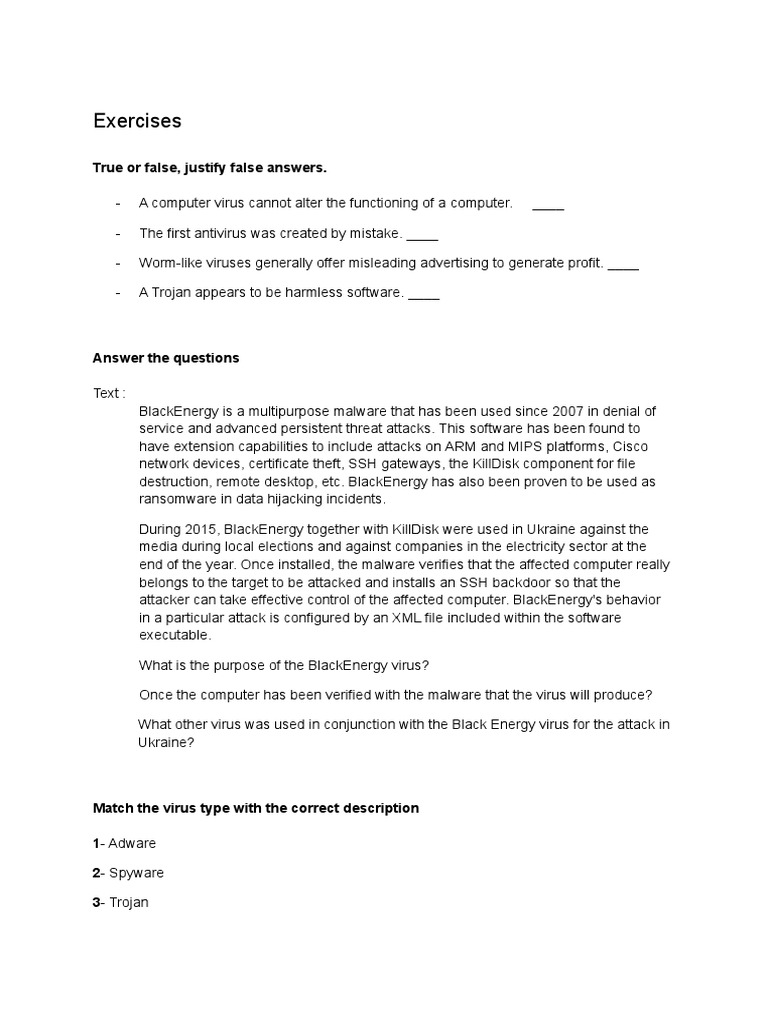 Computer viruses exercises pdf