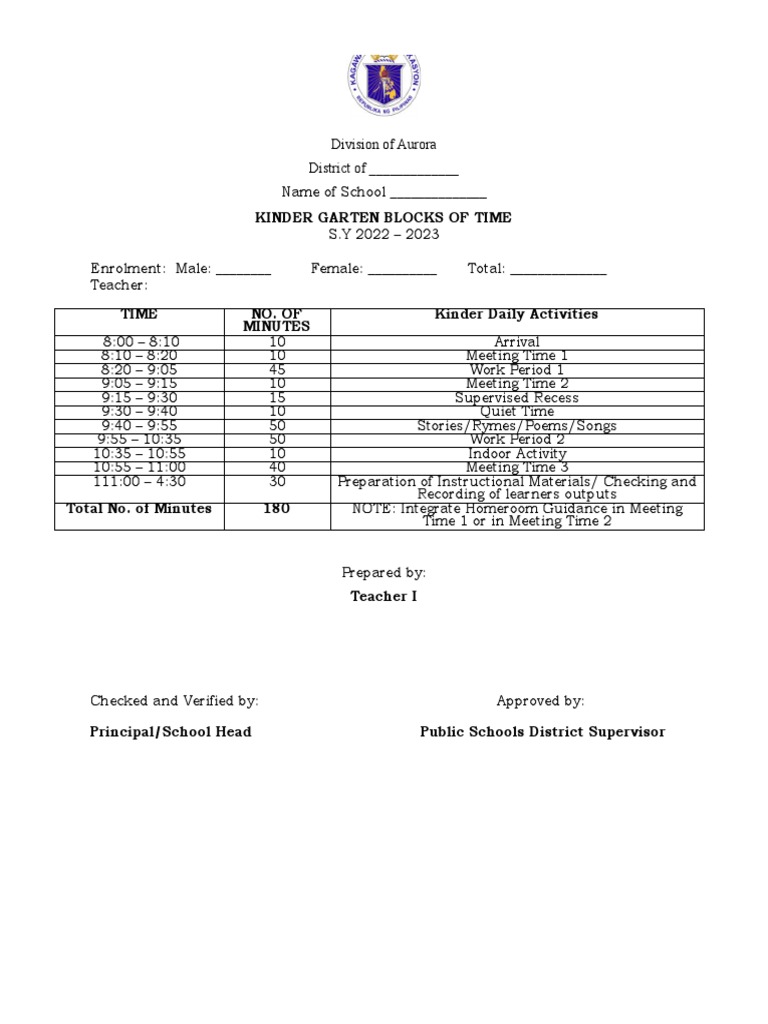 Sample Template Class Program | Download Free PDF | Teachers | Cognition