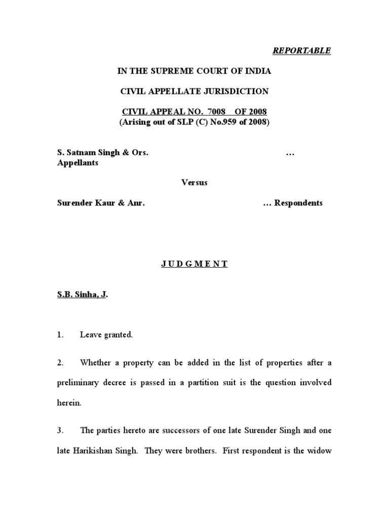 After Preliminary Decree in Partition Suit Property Can Be Added by Way