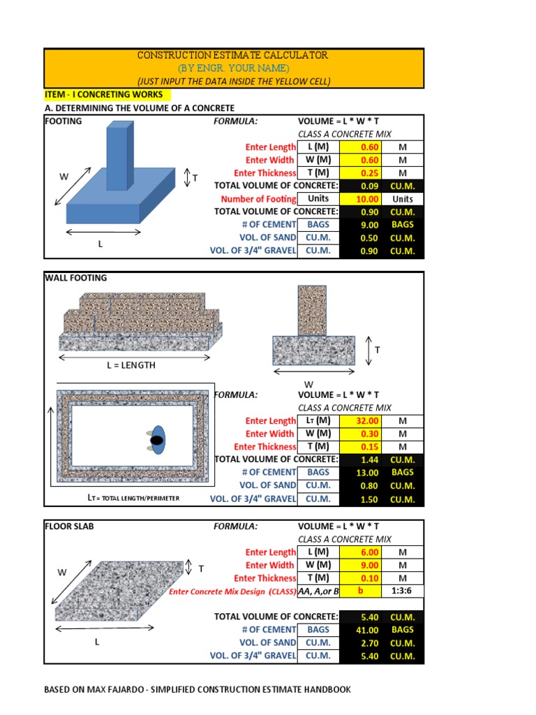 Construction Calculator | Download Free PDF | Paint | Concrete
