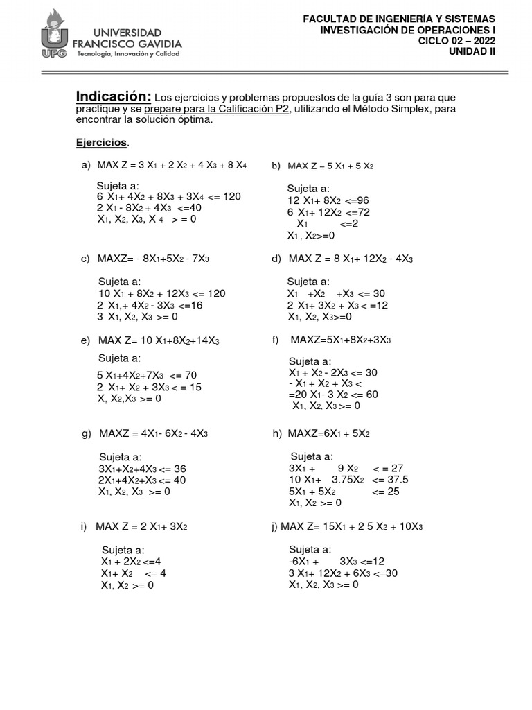 Ejercicios Método Simplex para P2 | PDF