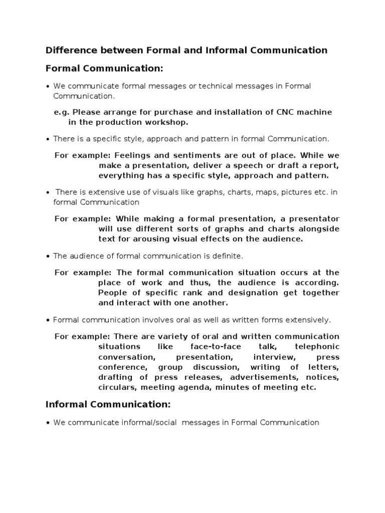 Formal vs Informal Communication Explained | PDF | Conversation ...