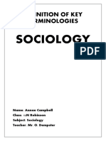 DEFINITION OF KEY TERMINOLOGIES-Sociology