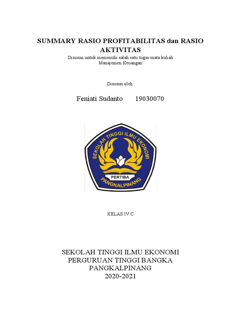SUMMARY RASIO PROFITABILITAS Dan RASIO AKTIVITAS | PDF