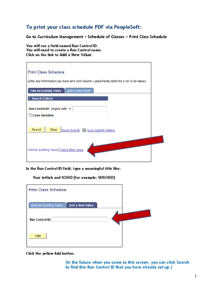 To Print Your Class Schedule PDF Via Peoplesoft | PDF | Software Development | Software
