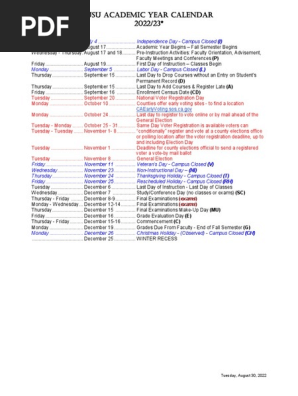 SJSU Academic Calendar 2022/23 | PDF | Academic Term | Postal Voting