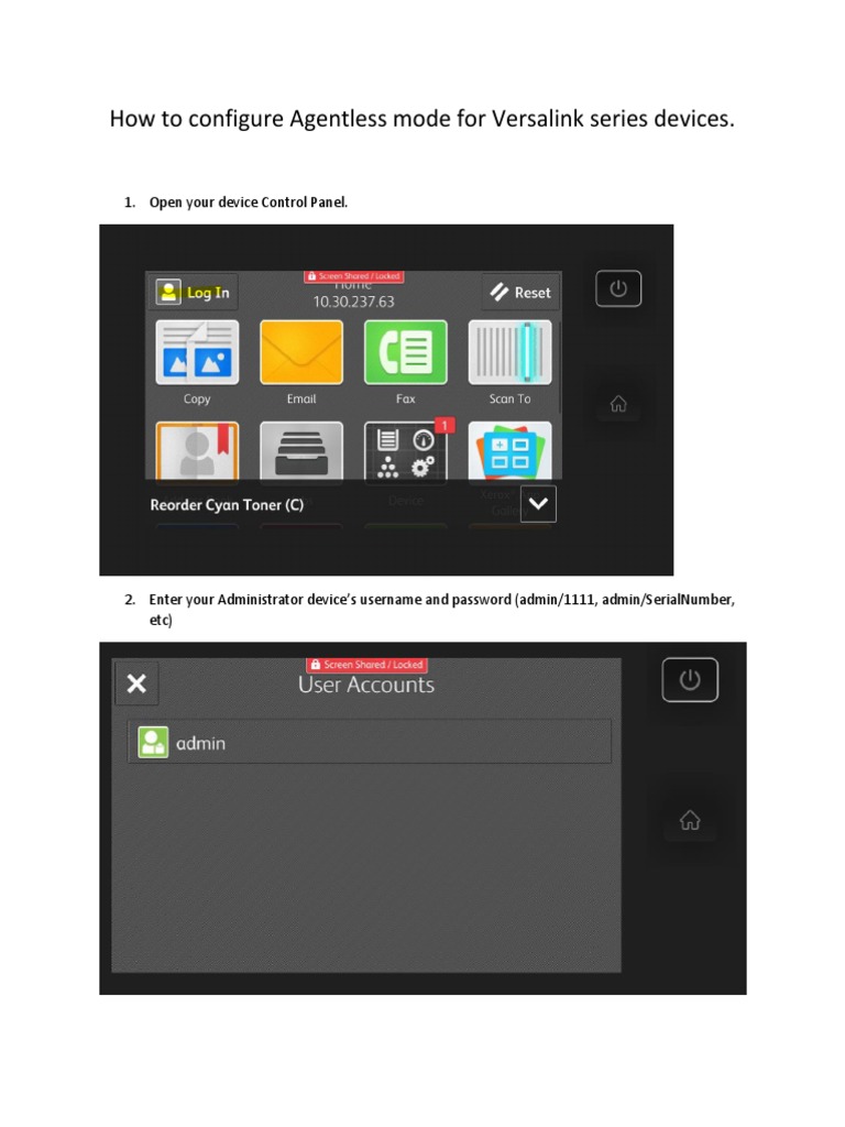 Configure Agentless Mode for Xerox XWC | PDF | Business | Computers