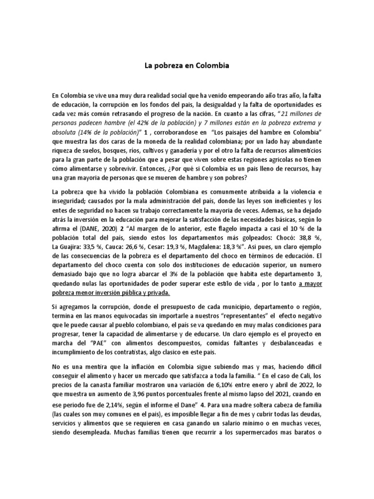 La Pobreza en Colombia | PDF | Pobreza | Pobreza e indigencia