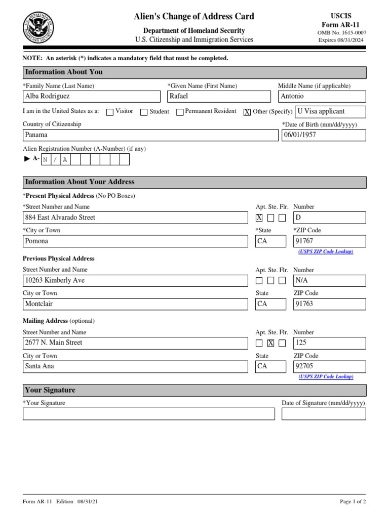 Rafael Alba AR11 PDF United States Citizenship And Immigration