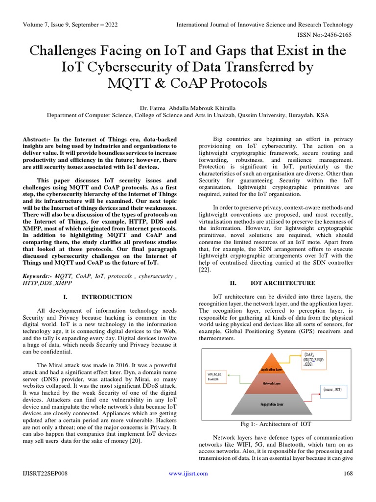 IoT Cybersecurity Challenges with MQTT & CoAP | PDF | Internet Of ...