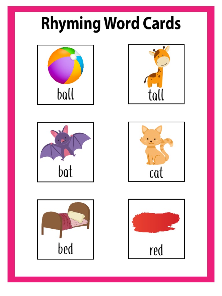 Rhyming Word Cards for Kids | PDF | Language Arts & Discipline