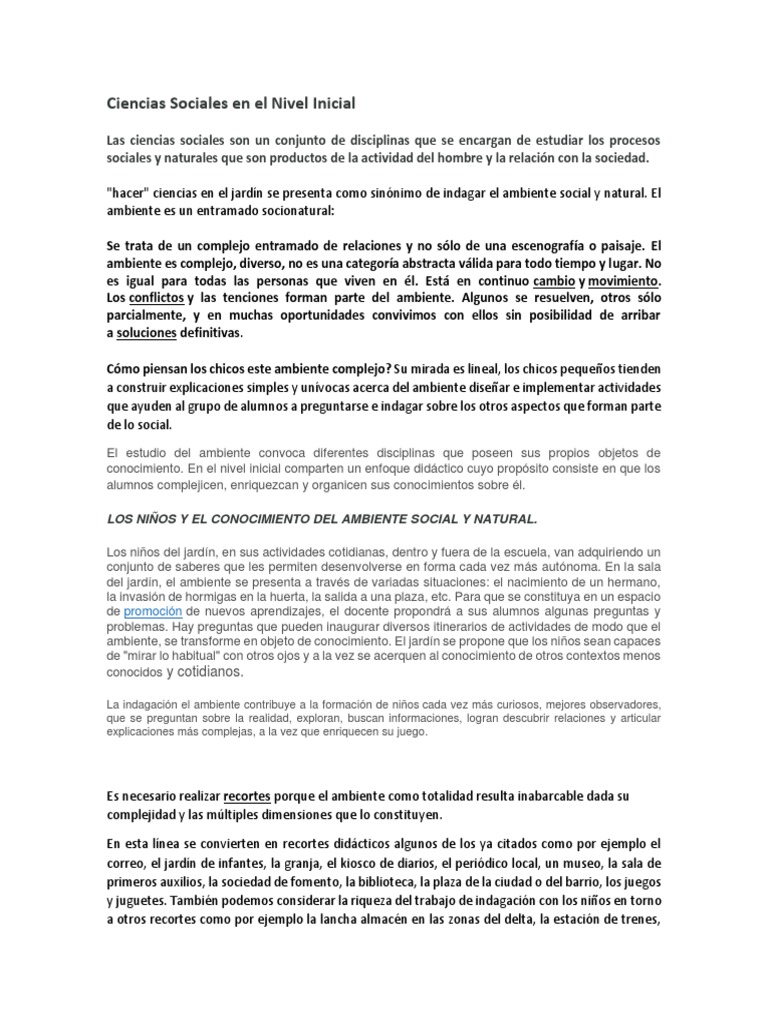 Ciencias Sociales en el Jardín Infantil | PDF | Educación de la primera ...
