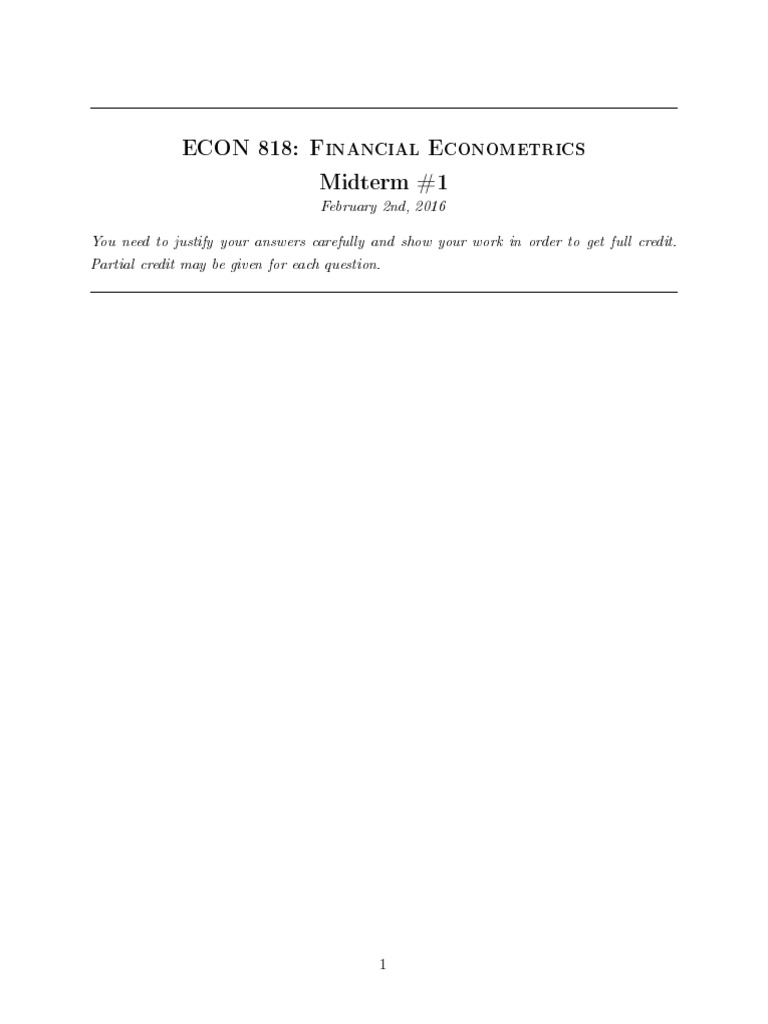 2016 Midterm 1 | PDF | Mathematical And Quantitative Methods (Economics ...