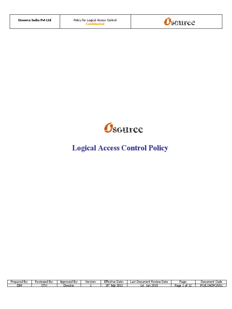 Logical Access Control Policy Ver.1 Download Free PDF Databases