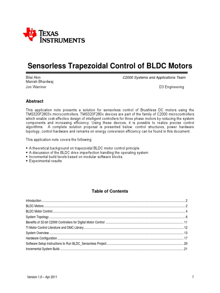 Sensorless Control of BLDC Motors | PDF | Electric Motor | Electromagnetism