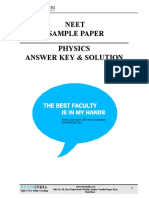 NEET PHYSICS SAMPLE PAPER ANSWER KEY