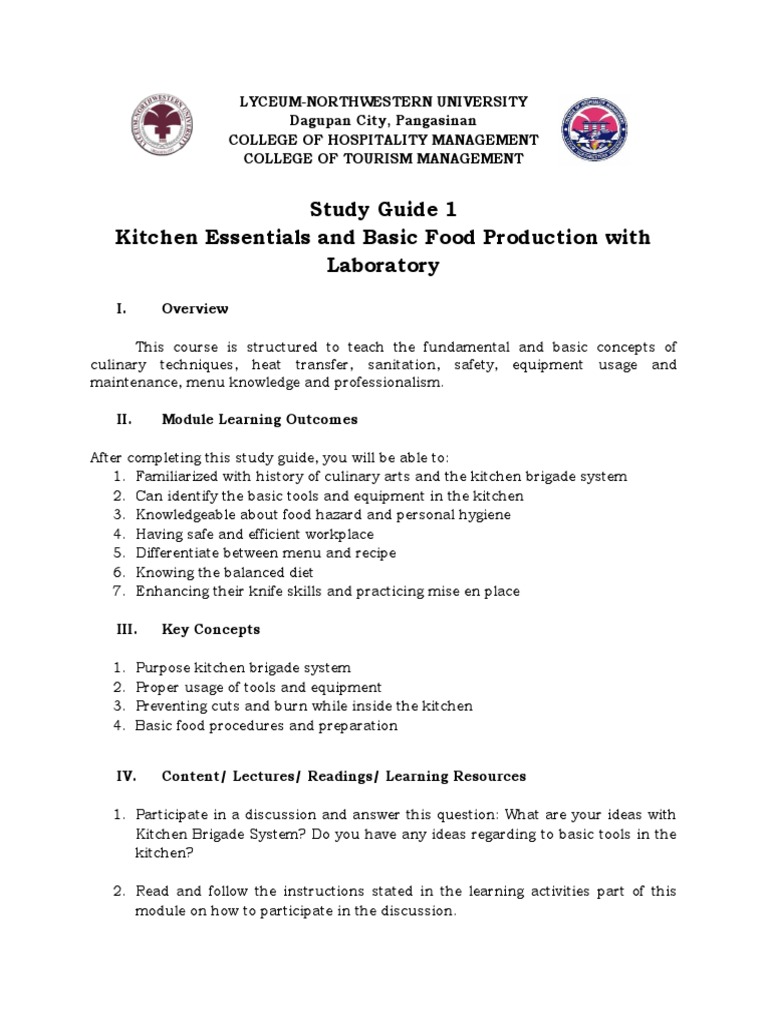 Study Guide 1 Kitchen Essentials | PDF | Foods | Taste