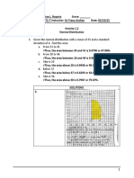 Lesson 1.2 Normal Distribution (Activity 1.2)