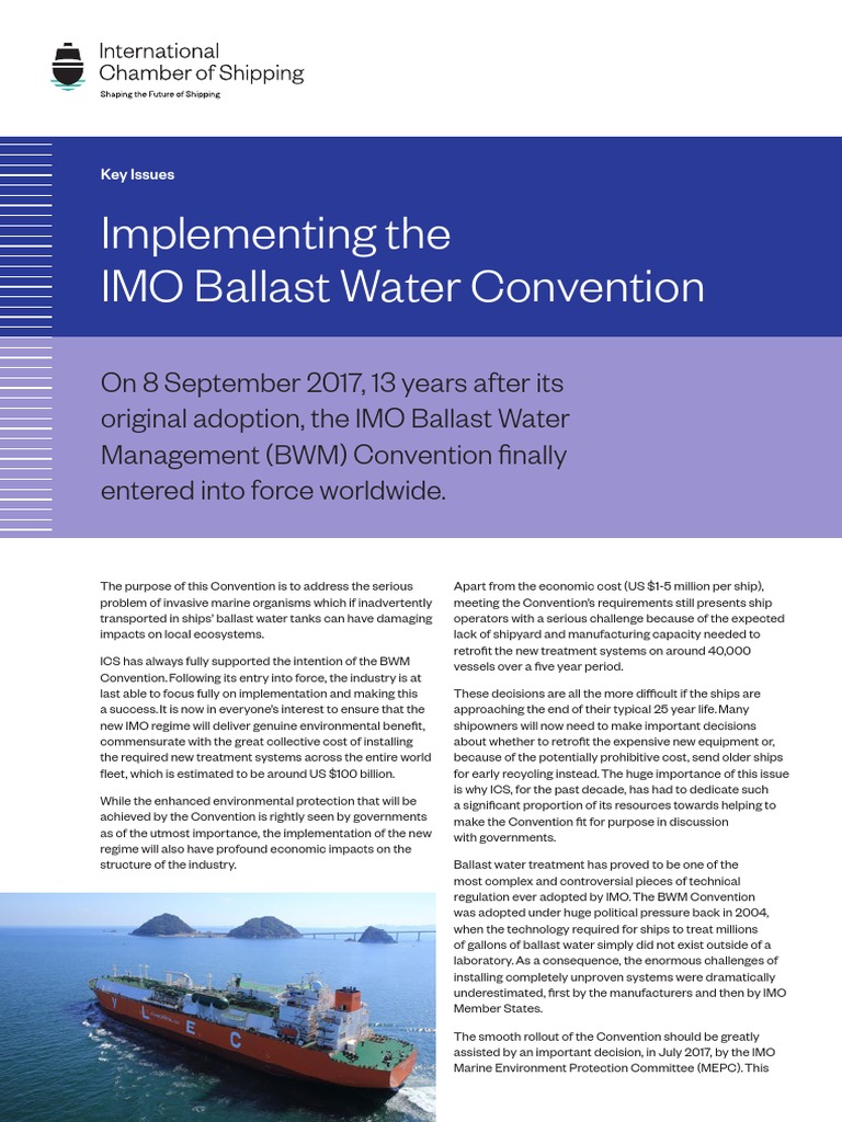 Implementing The Imo Ballast Water Convention PDF