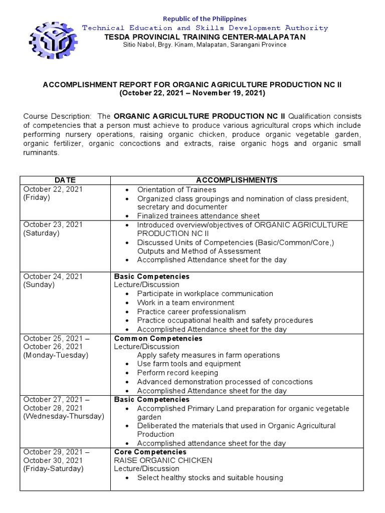 ACP NCII Accomplishment Report Nabol D | PDF | Seed | Vegetables