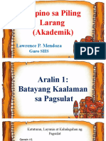Filipino Sa Piling Larang (Akademik) : Lawrence P. Mendoza