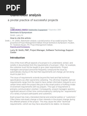Stakeholder analysis