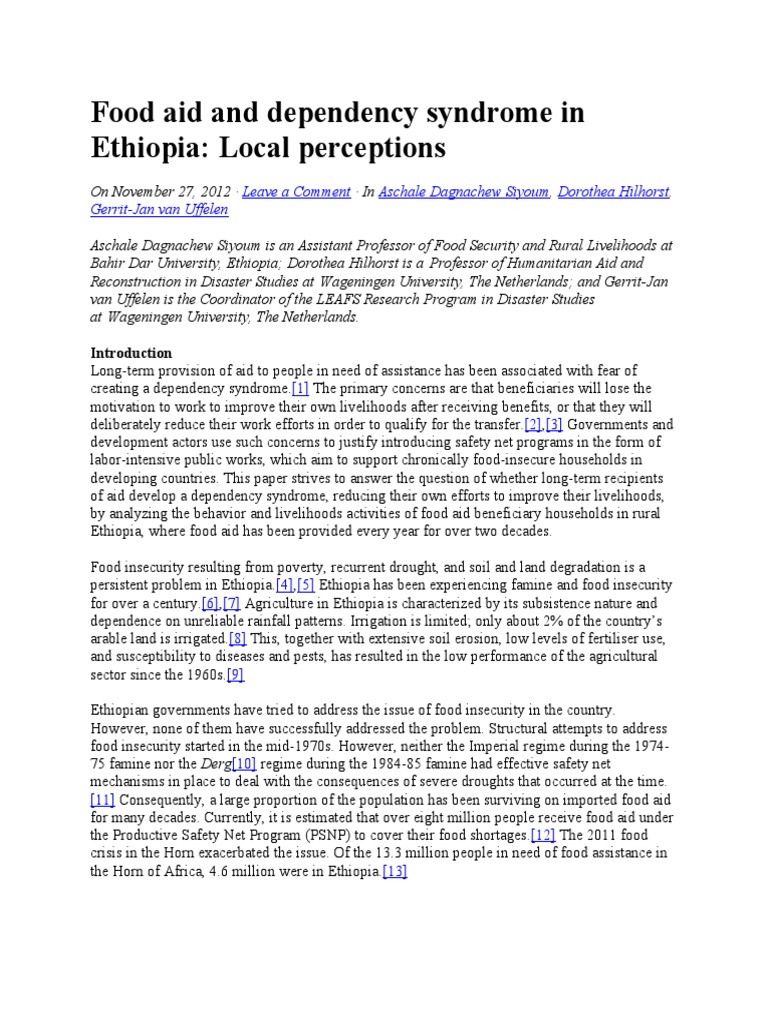 Food Aid and Dependency Syndrome in Ethiopia | PDF | Food Security | Aids