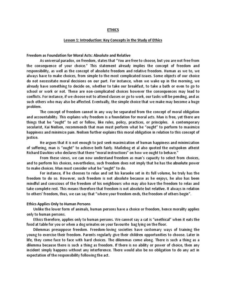 Freedom as the Basis of Morality | PDF