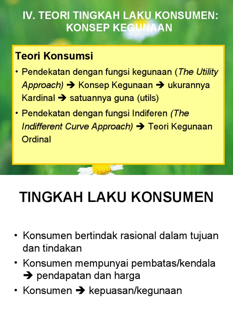 Teori Tingkah Laku Konsumen Konsep Kegunaan | PDF