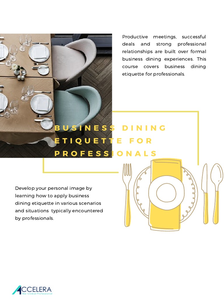 Dining Etiquette PDF Etiquette Restaurants