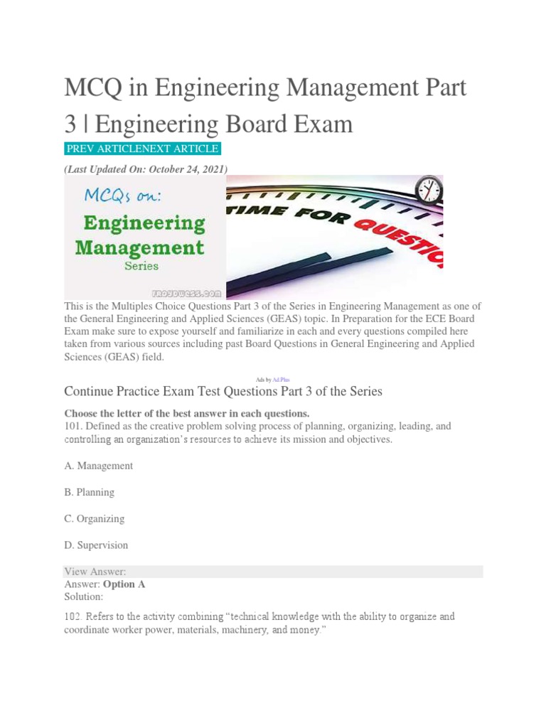 MCQ in Engineering Management Part 3 PDF Decision Making