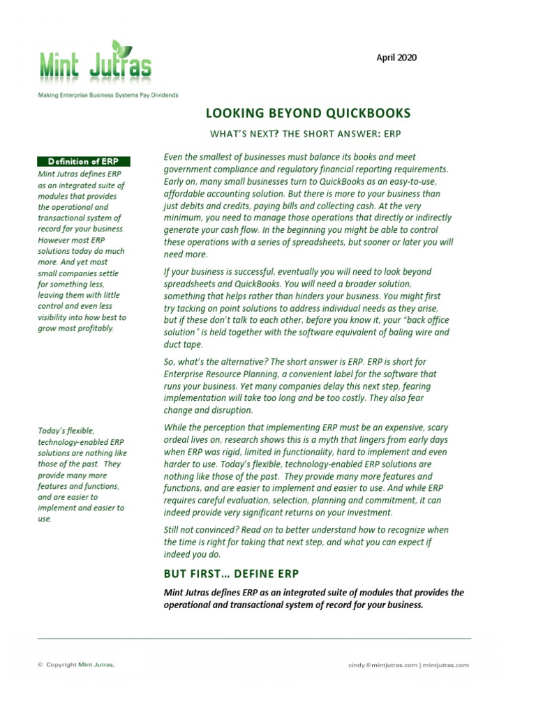 Report Mint Jutras Looking Beyond Quickbooks PDF Enterprise
