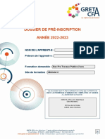 Dossier de Prã©-Inscription 2022-2023 Bac Pro TP 2 Ans