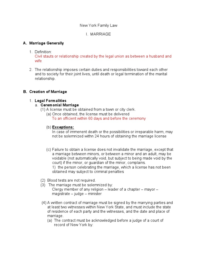 Family Law Class Notes | PDF | Annulment | Contact (Law)